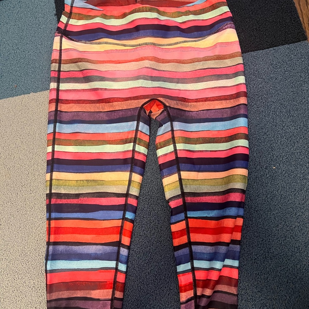 PRISMSPORT Multicolor Striped medium 3/4 length Leggings